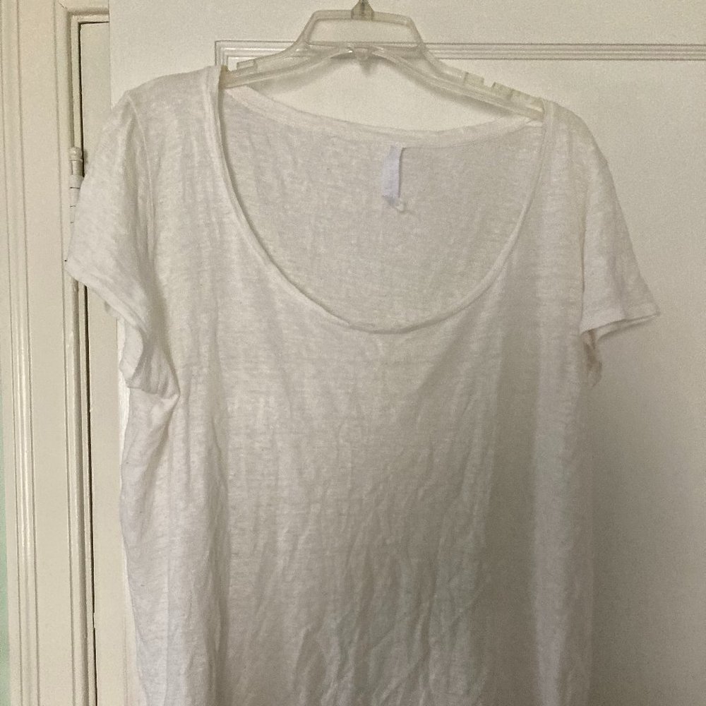 White Shear Linen Scoop Neck Tee, Everlane